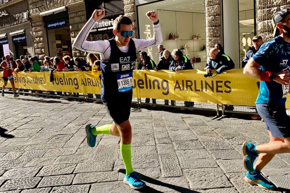Vittorio all'arrivo della maratona di Firenze.